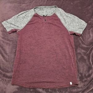 American Eagle Outfitters Burgundy and Gray Raglan Tee